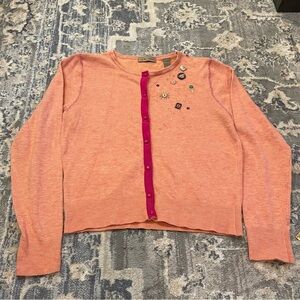 Peach Cardigan Sweater with Decorative Sequins
